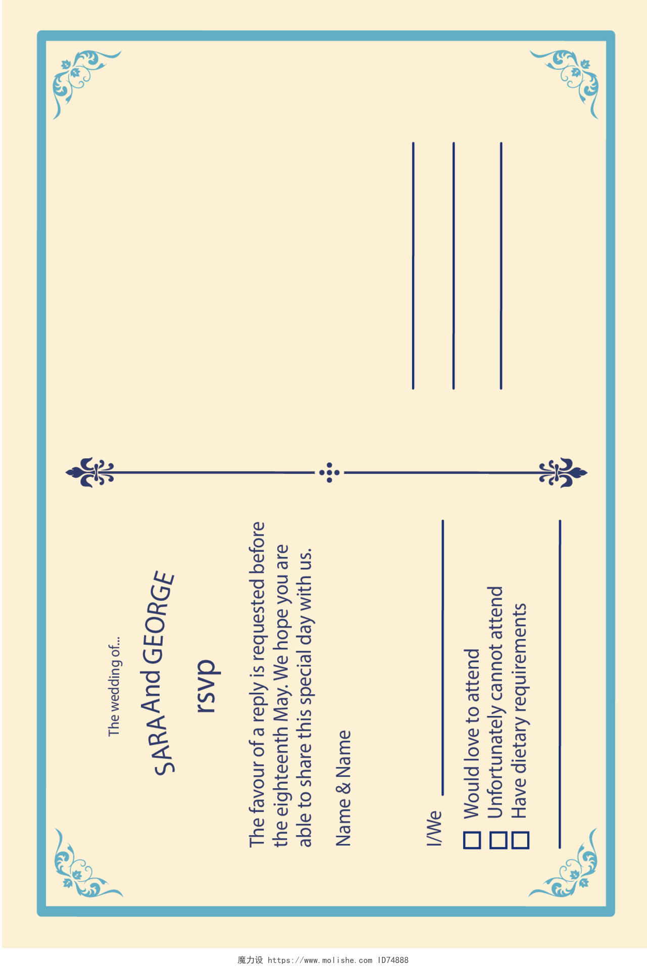 线框欧式信纸设计